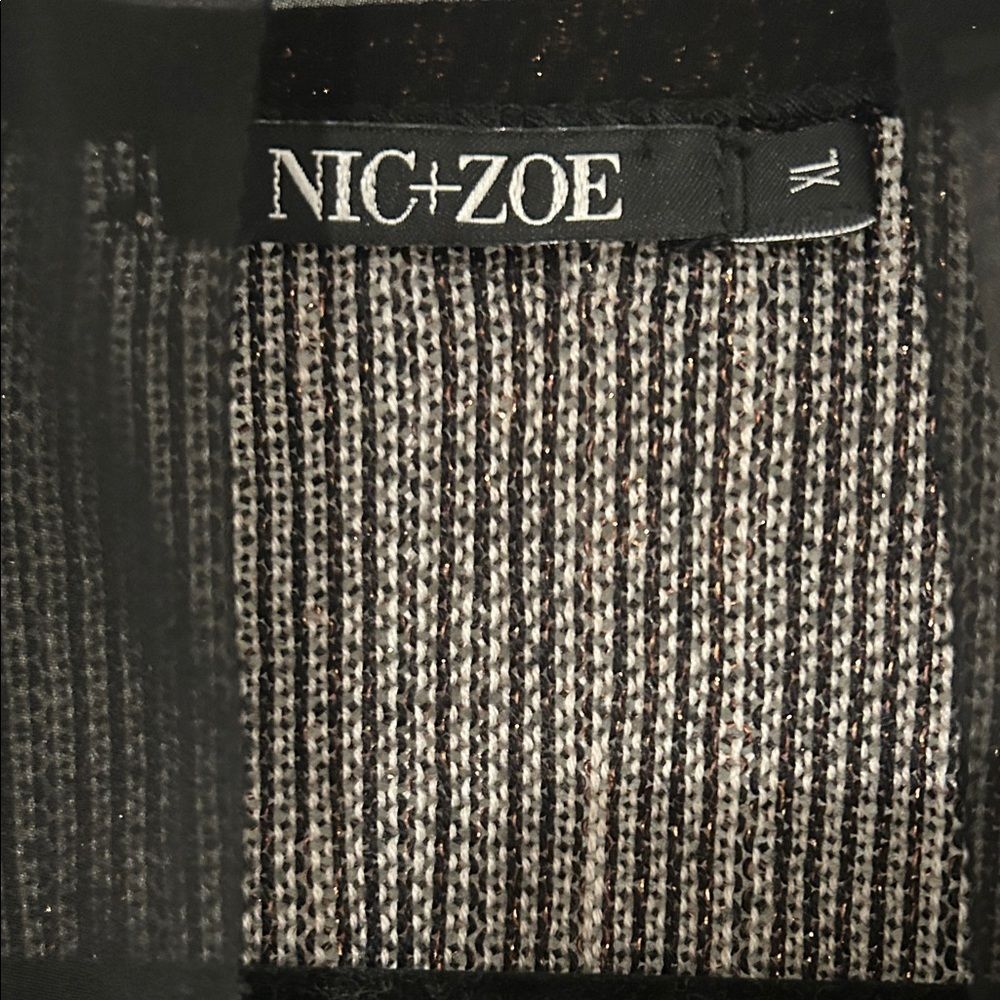 NIC+ZOE Black Brown Gold Sparkly Fancy Cardigan XL - Picture 2 of 7
